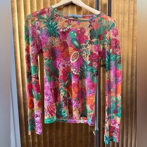 Roberto Cavalli sheer fruit top